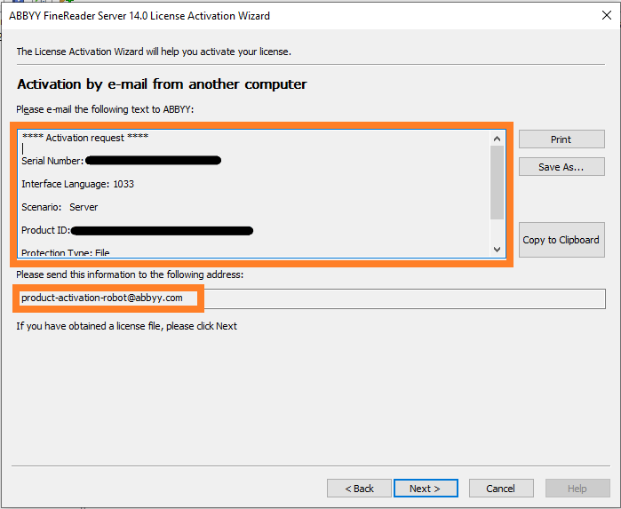 How to activate the FineReader Server 14 license from another computer ...