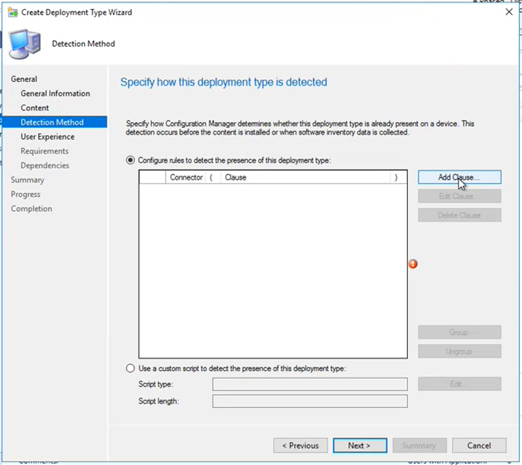 Type wizard. SCCM. Deploy DPM.